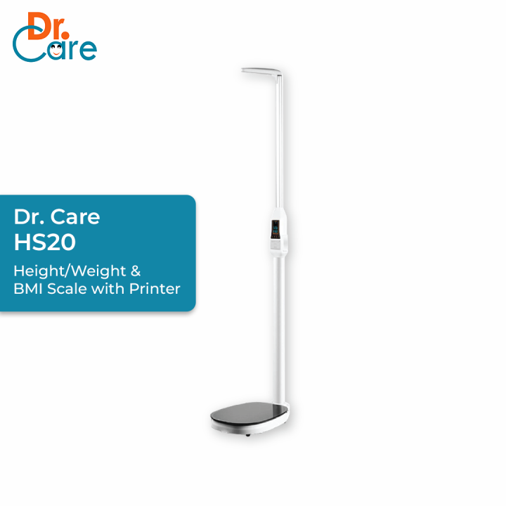 Dr. Care UltraSonic Height, Weight & BMI Machine HS20 | Digital Body Composition Analyzer with Voice Output & Printer | Ultrasonic Height Measurement | 200 kg Capacity