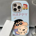 Crayon Shin-chan Case Compatible for IPhone 7 8 Plus 15 11 12 14 13 Pro Max XR XS Max X Puppy Rabbit Doll Couples Plating Metal Lens Soft Case. 