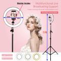 30CM Selfie LED Ring Light with 7 Fit Tripod Stand, Cell Phone Holder Dimmable 3 Light Modes for Live Stream, Makeup, Facebook, YouTube, Instagram,TikTok, Twitter. 