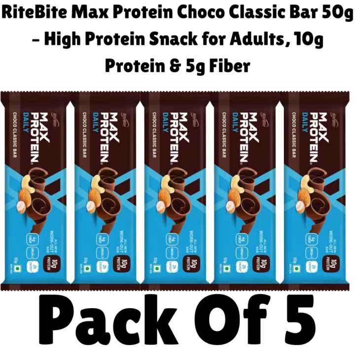 RiteBite Max Protein Choco Classic Bar 50g (Pack Of 5 Pcs) ( High ...