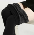 Winter Thick Fleece Fur Lined Black Leggings For Women. 