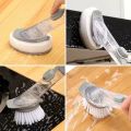 Automatically Add Cleaner Brush || Decontamination Wok Cleaning Brush || Refill Soap in Brush Handle , Soap Dispenser Cleaning Brush Wash Basin Utensils Sink Cleaning Brush Dish Wash Scrubber Liquid Soap Dispenser in Home, Kitchen, Washbasins Dishes. 