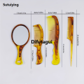 Difutagui 4pcs/ Hair Comb and Mirror set, suitable for curly and regular Portable 2025 New hair, decorated with gorgeous mirror design texture grip brush. 