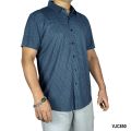 VIRJEANS (VJC850) Silk Stretchable Summer Shirt For Men - ( Check Silk Half Shirt ) Dark Blue. 