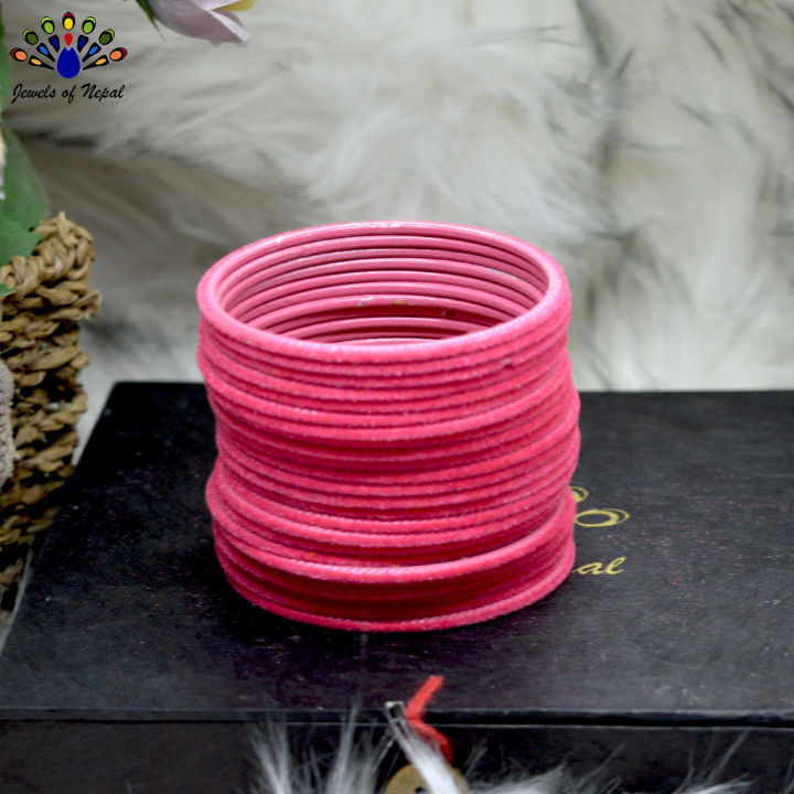 Rose%20Pink%20/%20Gajri%20Velvet%20Bangles%20For%20Women-%202%20dozens%20(24pcs)%20-%20Image%203