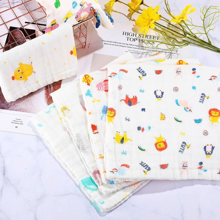 5 Pcs Muslin Hanky Set Soft Multicolour