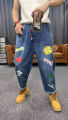 I Instyle Nepal I 9922 Emoji Printed Tapered Baggy Jeans Fashion | Pants For Men. 