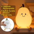 Pear Shape Silicone Night Light, LED Night Light Baby with 7 Light Changes, USB Charging, Mini Table Lamp, LED Bedside Lamp, Children's Touch Lamp for Children, Baby, Bedroom, Sleeping,. 