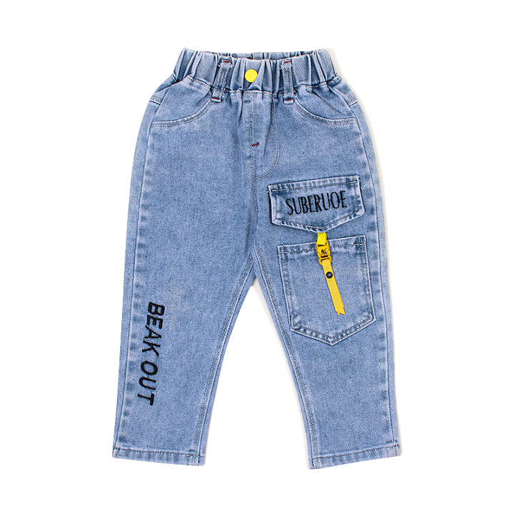Baby Letter Print Blue Jeans Pants