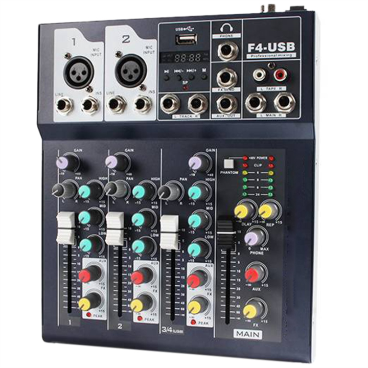 F4 Bluetooth Pure Platform 4Way Mixer USB Home Reverb Mixer Recording