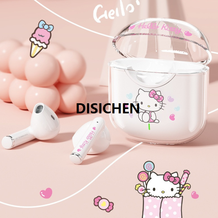 DISICHEN Sanrio Cartoon Kuromi Cinnamoroll Mymelody Bluetooth Earphone Wireless Portable Headphones Sport Headset Headset Girl Kids Gift-MINETTE Original