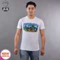 JUJU Wears White Colour Nepali Chopper Printed Cotton Tshirt For Unisex. 