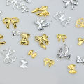 50pcs Metal Alloy Bowknot Nails Art Decoration Silver Gold Nail Charms DIY Manicure Design Jewelry Accessories Tools XINYAN. 