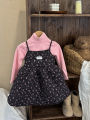 Autumn and winter new children's clothing, Korean version of girls' floral padded dress, children's thickened princess dress, slip cotton skirt. 