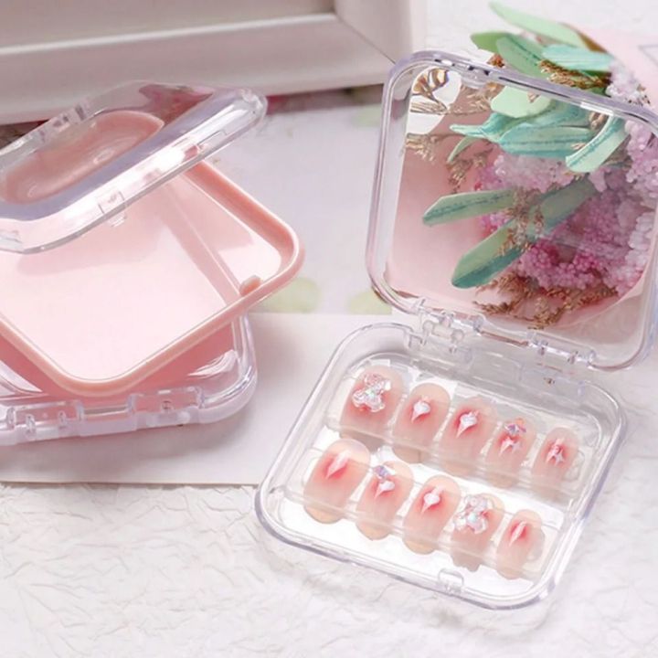 Nail Box Simple Simplicity Plastic Empty Nail Boxes Square Shape Transparent Fake Nails ...