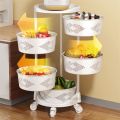5 Layer Plastic Round Rotating Fruit Vegetable Kitchen Home Storage Basket Shelf. 
