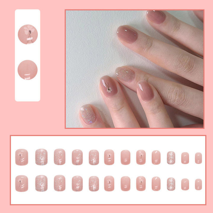 24Pcs%20Short%20Elegant%20Vintage%20Flower%20Fake%20Nails%20with%20Glue%20DIY%20Art%20Design%20False%20Nails%20Wearable%20Nails%20Stylish%20Pattern%20Artificial%20Nails%20-%20Image%202