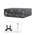 USB Dual Mixed Output Phantom Power Supply Black Audio Interface for Condenser Microphones Music Recording Equipment. 
