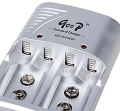 Goop GD-802B Smart Battery Charger | Rechargeable Charger for 4x AA/AAA & 2x 9V Ni-MH/Ni-CD Batteries | Fast Charging with LED Indicator – Universal Multi Battery Charger. 
