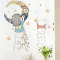 Cartoon Stars Garland Sticker Home Living Room Decor Vinyl Wall Sticker Little Girl Moon DIY Kids Door Mural Wallpaper CF8. 