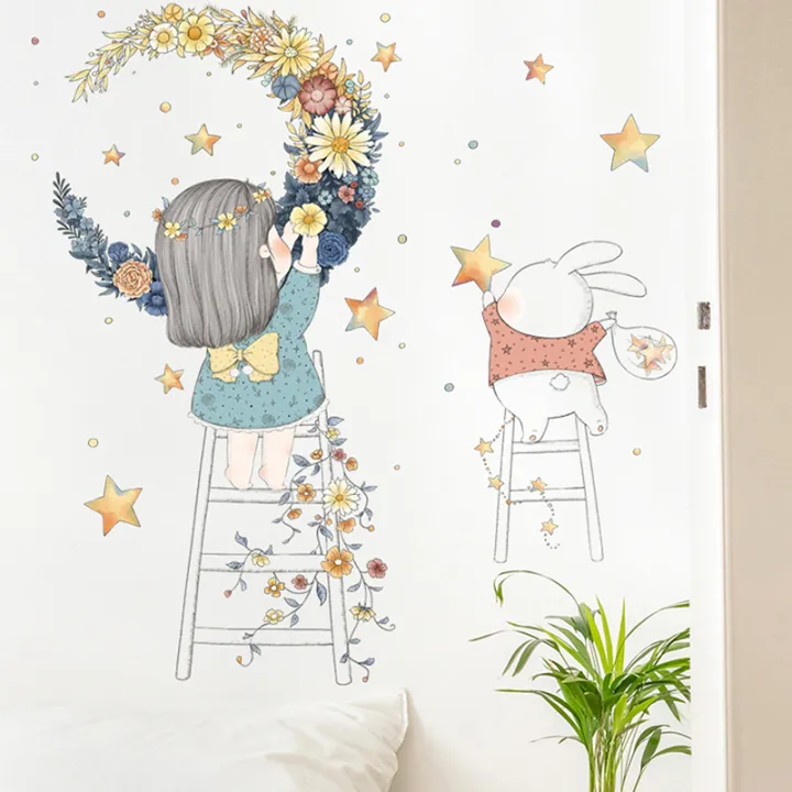 Cartoon%20Stars%20Garland%20Sticker%20Home%20Living%20Room%20Decor%20Vinyl%20Wall%20Sticker%20Little%20Girl%20Moon%20DIY%20Kids%20Door%20Mural%20Wallpaper%20CF8%20-%20Image%203