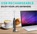 USB Electric Milk Frother - Stainless Steel Hand Blender for Coffee and Milk | USB Rechargeable Multipurpose Milk Frother. 