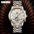 Skmei M029 Men's Mechanical Creative Dial Automatic Day Date Display Luminous Stainless Steel Watch - Silver/Golden. 