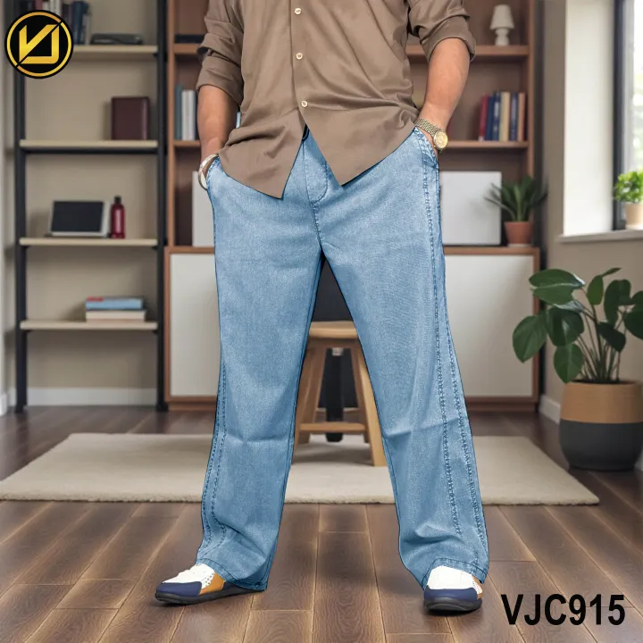 VIRJEANS%20(VJC915)%20Summer%20Soft%20Ultra%20Thin%20Lyocell%20Baggy%20Trouser/Pant%20For%20Men-%20Light%20Blue%20-%20Image%204