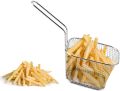 Sulekha's Portable Stainless Steel Deep Fry Basket with Handle Square Plating Wire Mesh Oil Strainer with Resting Feet for French Fries Chips Basket Kitchen Fryer Pan Frying Serving - 1PC | Multi.. 
