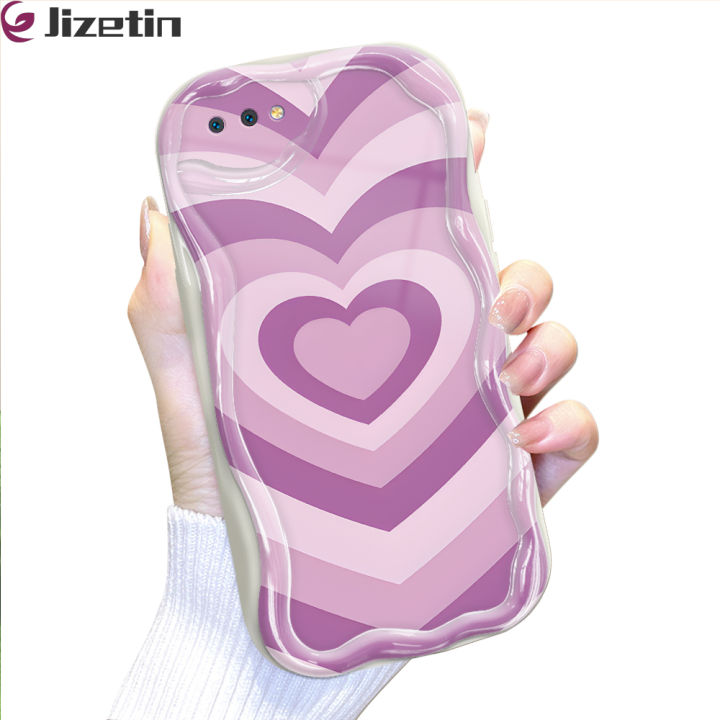 Jizetin for Realme C2 Back Cover Colorful Love Cream Wavy Edge Soft Silicone Phone Case