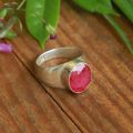 Pure Silver Ring With Natural Ruby For Men / 4.8 Gram. 