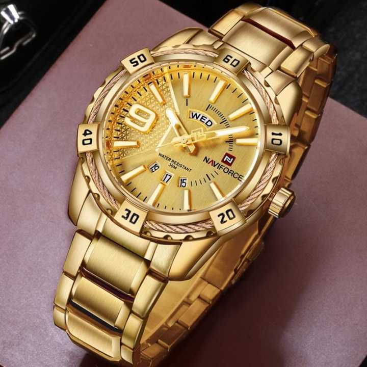 NAVIFORCE Nf9117M Golden Dial Goldenstrap Analog Watch For Men Daraz .np