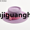 Xujiguanghui NEW Spring Summer Straw Hats for Women Round Bumpy Surface Flat Top Bowknot Dress Cap Travel Beach Sun Hat Gorra. 