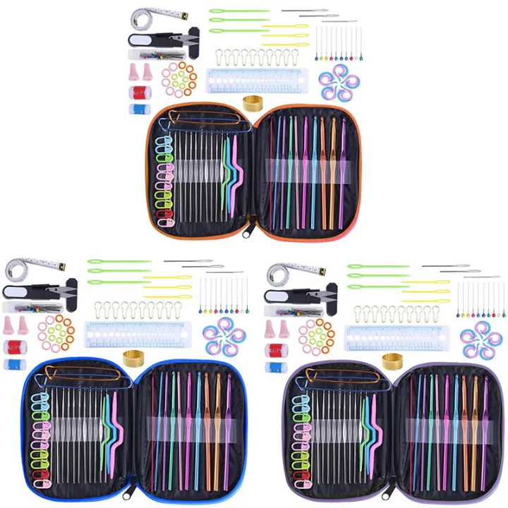 100Pcs%20Crochet%20Hook%20with%20Yarn%20Knit%20Gauge%20DIY%20Tools%20Kit%20Blue%20-%20Image%204