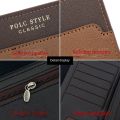 Leisure Men's Long Wallet Portable Multi-position Color Contrast Three Fold Wallet Multifunction Soft Men Coin Pocket Card Holder. 