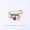Difutagui Fashion brooches with cute thing small pin jacket sweater pin Original cardigan vintage pearl accessory with mini bag bottle brooch. 