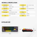 Fantech Maxfit70 MK911 Wireless Bluetooth Wired 65% Mechanical Keyboard Gaming. 