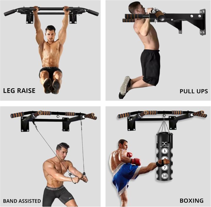 Max Strength Chin Pull Up Bar Training For Toned Arm Shoulder And Back Muscles Home Workout Heavy Duty Steel Bracket With Foam Handles