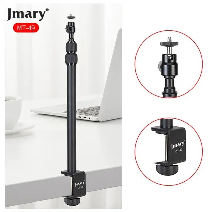 JMARY%20MT-49%20Adjustable%20Table%20Clamp%20Tabletop%20Stand%20%E2%80%93%203-Section%20Adjustable%20Height,%20360%C2%B0%20Swivel%20Head,%20Clamp%20Mount,%201/4%E2%80%9D%20Screw%20for%20Camera/Phone/Light%20-%20Image%207