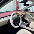 Hand-Stitched Car Steering Wheel Cover White Car Accessories for Model 3 Model X Model Y Model S. 
