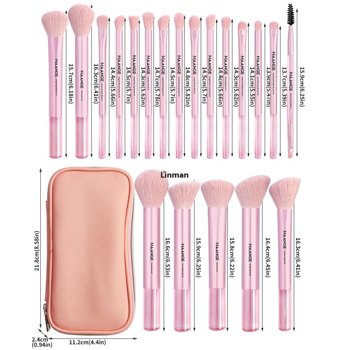 Linman Maange 20pcs Travel Makeup Brushes Set Pro Kabuki Foundation ConceaLuxury ler Powder Blush Blending Face Eyeshadow Brush With Bag MAG52036F+SB