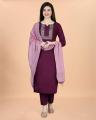 Women’s Cotton Blend Heavy Embroidered Kurta Set with Pant & Chanderi Dupatta By Sapnaaz Fashion. 
