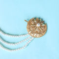 Pure Gold Pearl Double Flower Design Head Clip, 0.69g For Women. 
