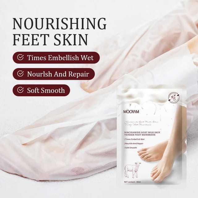 Niacinamide Foot Mask 40g*1 Pair, Enriched With Goat Milk Extract, Moisturises And Peels Off Dry Skin To Improve Rough, Cracked Feet And Fine Lines, A Foot care Product