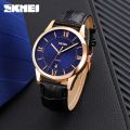 SKMEI 9261 Business Roman Numeral Classic Date Display Leather Strap Watch For Men. 