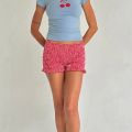 KEBETEMEWomen Frilly Ruffle Micro Bloomers Shorts Y2k Low2025 New Rise Smocked Mini Shorts Coquette Boxer Pj Shorts. 