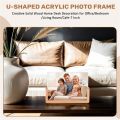 U-Shaped Acrylic Photo Frame Solid Wood Home Desk Decoration for Office/Bedroom/Living Room/Cafe. 