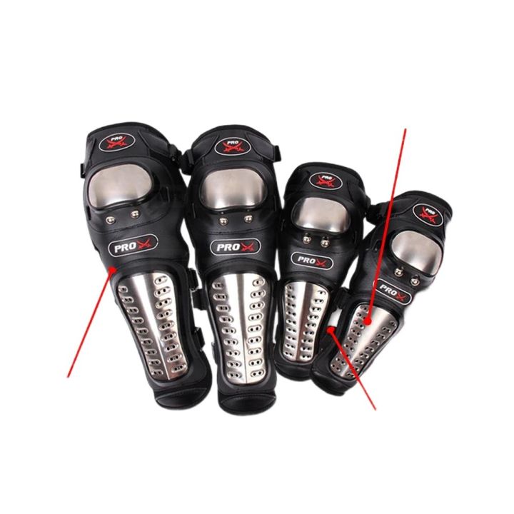 Pro X Motorcycle Bike Long Knee Pad Elbow Guard, Stainless Steel