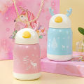 Creative Cartoon Deer Water Cup Double-layer Children's Cute Plastic Glass Cup Gift Cup. 