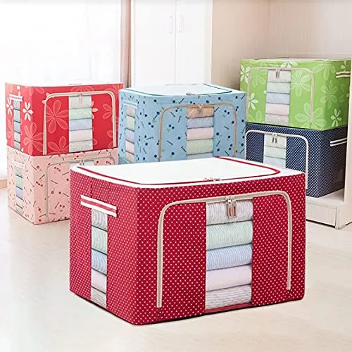 66L Oxford Cloth Clothes Steel Frame Transparent Storage Box Bed Sheet ...